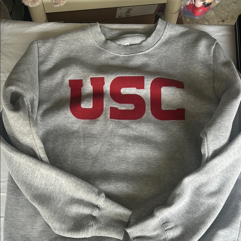 USC Gray and Red Crewneck Sweater